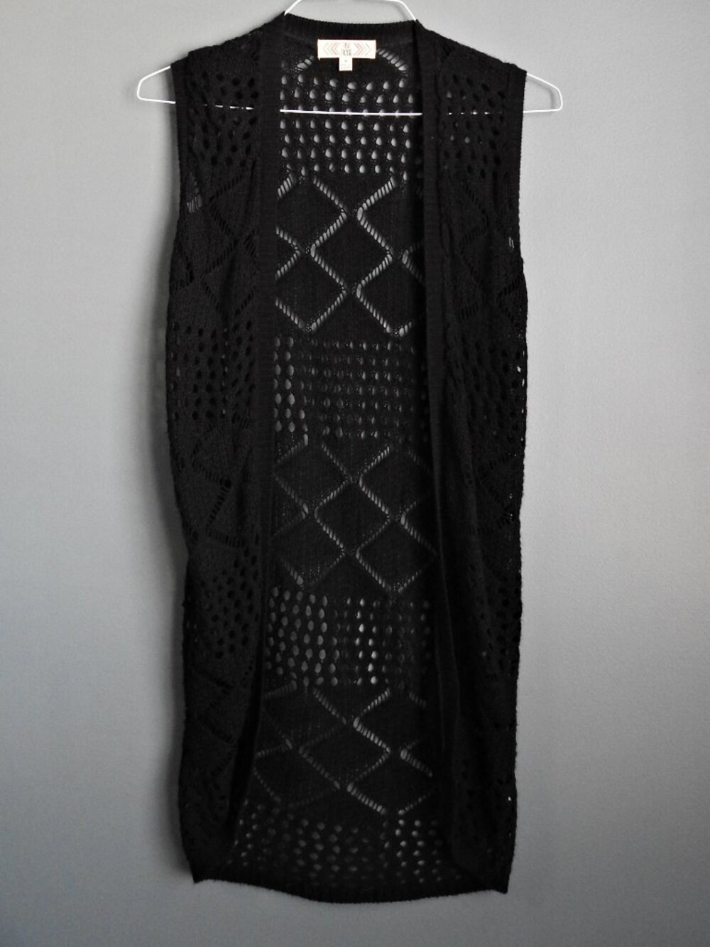 Pink Rose Black Open Weave Vest - Medium